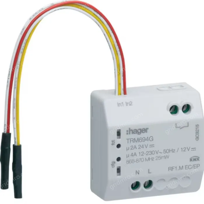 Module 1 FM output 4A free of potential + 2 inputs mains powered, KNX radio
