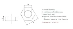 External hexagon nut 304 stainless steel-M3