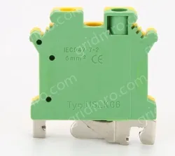 USLKG-6 DIN Rail Terminal Block DIN rail type two-color insulated terminal strip straight-through terminal block